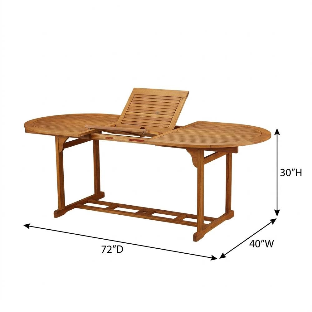 7-Pc Outdoor Set, Oil Finish with 6 Slatted Back Chairs and Round Coffee Table. Picture 6