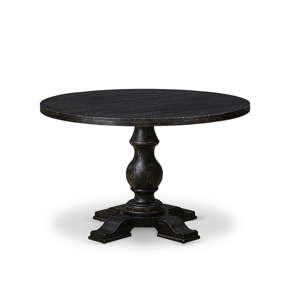 5 Piece Dining Table Set Consists Of 48" Round Table In Navy Blue Color. Picture 3