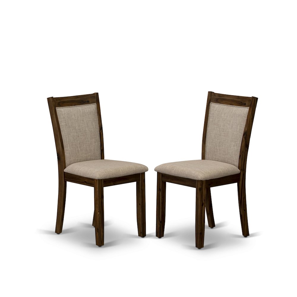 5-Pc Kitchen Set A Pedestal Dining Table, 4 Light Tan Linen Fabric Parson Chairs. Picture 4