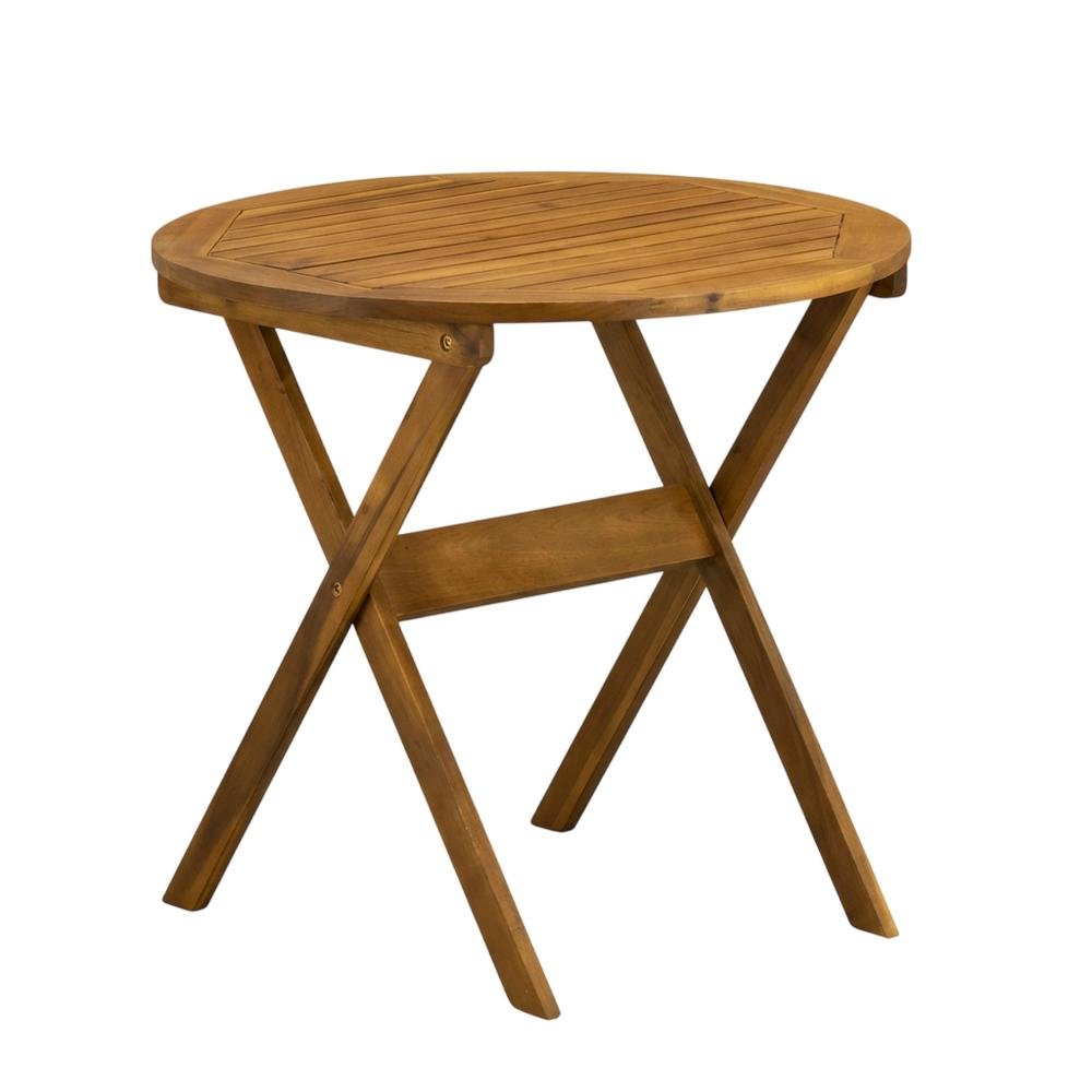 3-Piece Outdoor Bistro Set Oil-Finish Wooden Folding Table and 2 Chairs. Picture 1