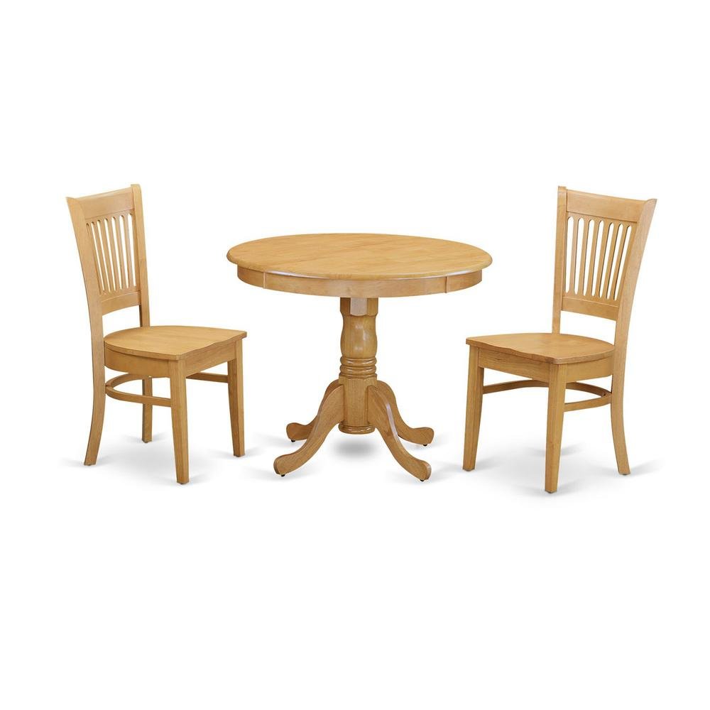 Solid Wood Round Small Kitchen Table & Chairs 3-Piece Dining Set. Picture 1