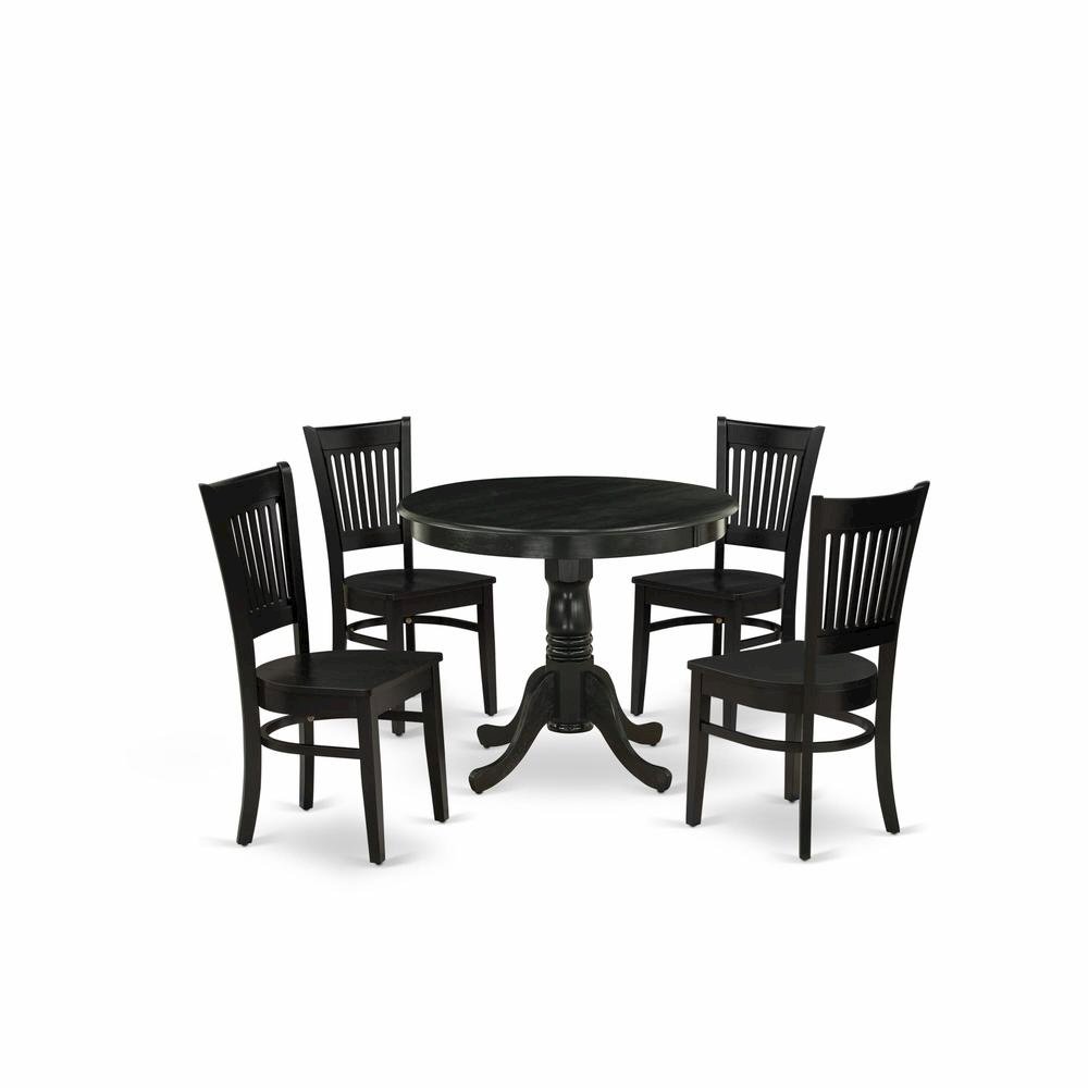 Black 5 Pc Breakfast Nook Table Set, Kitchen Table and Chairs for 4. Picture 4