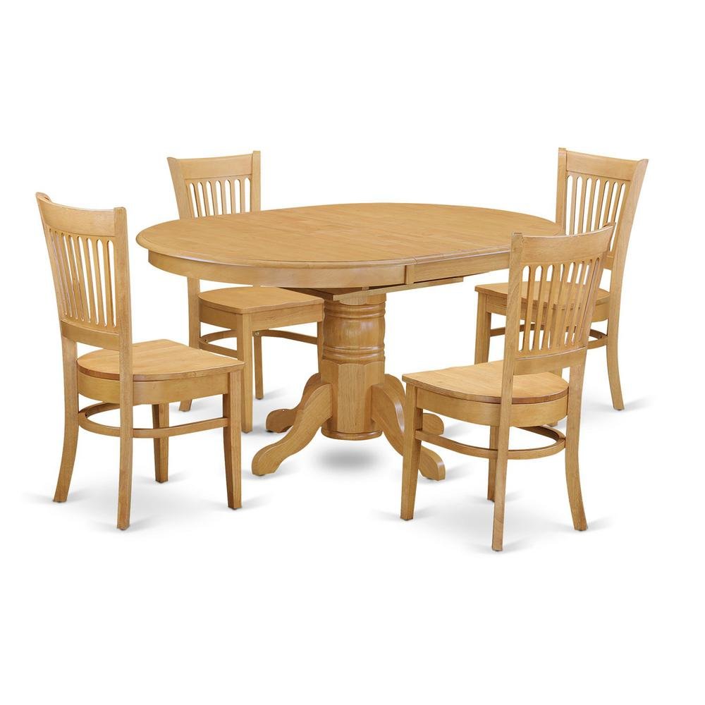 Solid Wood Dining Table & Chairs 5-Piece Set with Leaf. Picture 1