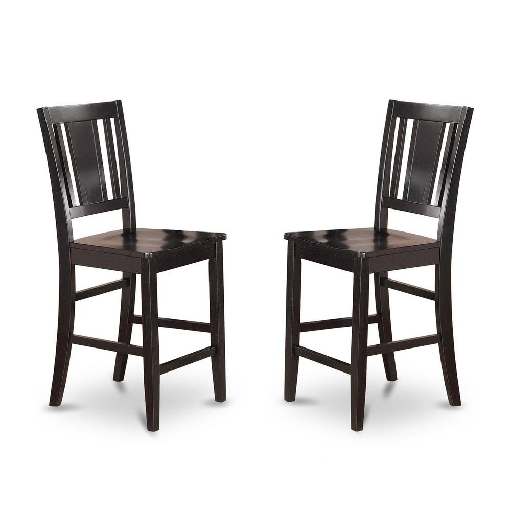 Elegant Counter Height Chairs – Wooden Bar Stools with Back, Black. Picture 1