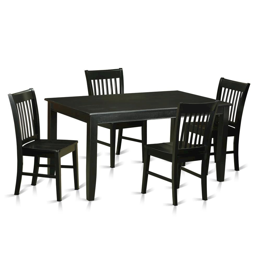 Solid Wood Dining Table & Chairs 5-Piece Set for Kitchen/Dining, Black. Picture 1