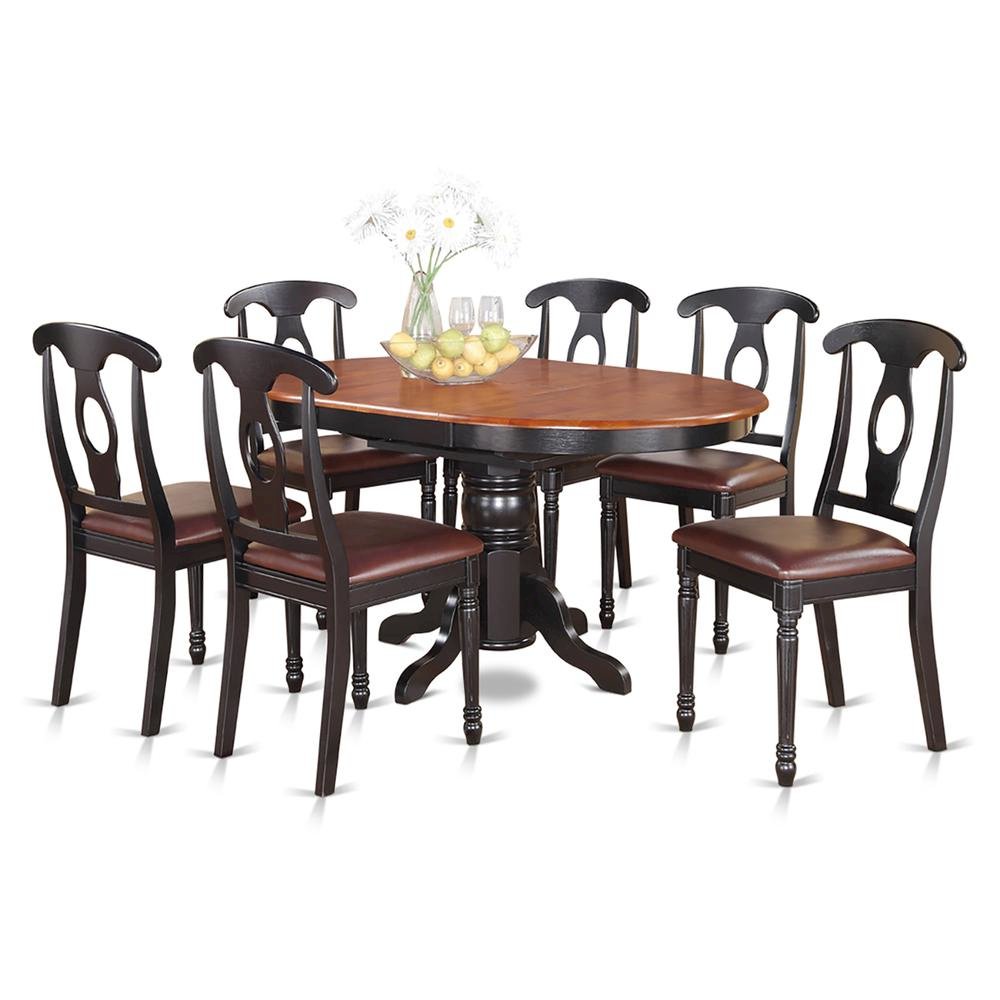 Black Oval Kitchen Table and Chairs, 7 Pc Dining Table Set for 6. Picture 2