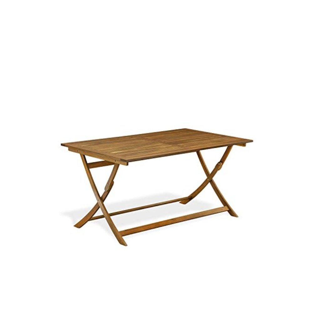 AECM5CANA - 5 Piece Modern Folding Table Set - An Exquisite Dining Table with 4 Outdoor Dining ArmChairs- Natural Oil Finish. Picture 1