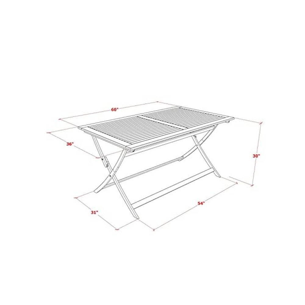 AECM5CANA - 5 Piece Modern Folding Table Set - An Exquisite Dining Table with 4 Outdoor Dining ArmChairs- Natural Oil Finish. Picture 3