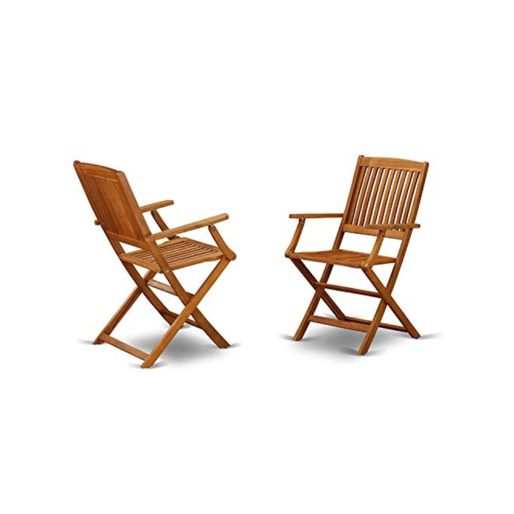 AECM5CANA - 5 Piece Modern Folding Table Set - An Exquisite Dining Table with 4 Outdoor Dining ArmChairs- Natural Oil Finish. Picture 2