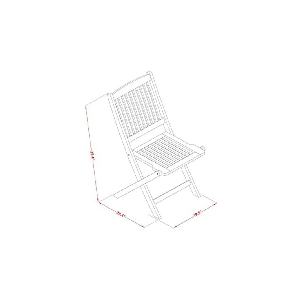 AECM7CANA - 7 Piece Superior Bistro Table Set - Attractive Outdoor Patio Table with 6 Folding Patio ArmChairs- Natural Oil Finish. Picture 5