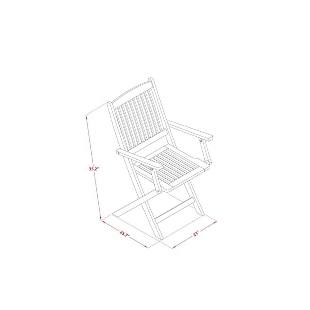AECM5CANA - 5 Piece Modern Folding Table Set - An Exquisite Dining Table with 4 Outdoor Dining ArmChairs- Natural Oil Finish. Picture 4