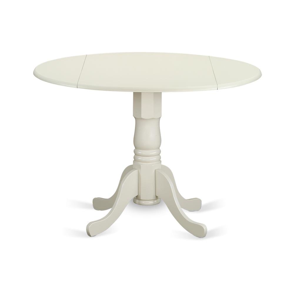 White Dining Set, Round Drop Leaf Table, X-Back Chairs, 2-Person, Faux Leather. Picture 3