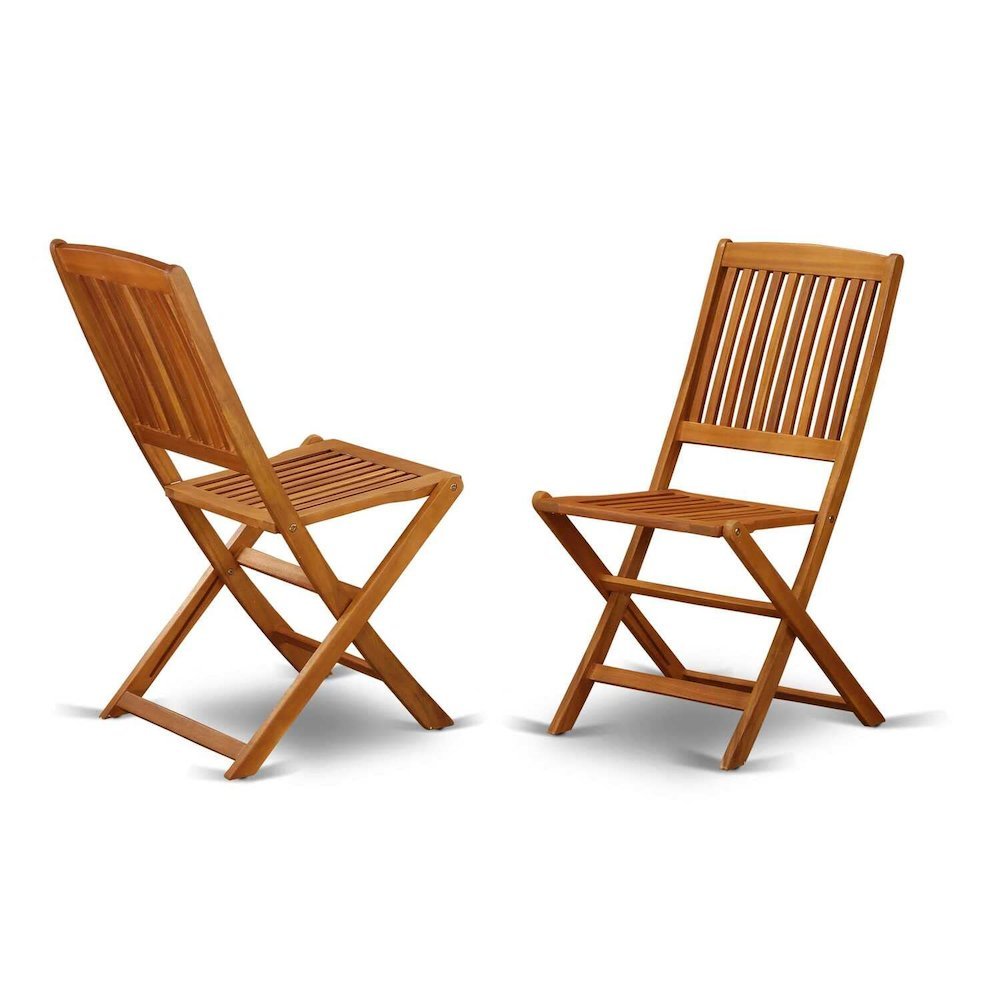 3-Piece Outdoor Bistro Set with Oil Finish, Foldable Table and 2 Camping Chairs. Picture 7