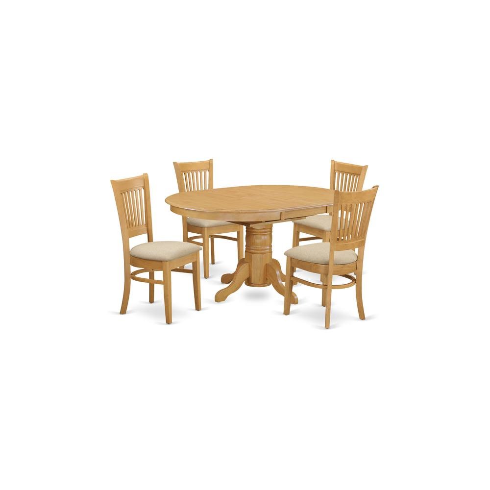 Solid Wood Dining Table & Microfiber Chairs 5-Piece, Butterfly Leaf, Oak. Picture 1