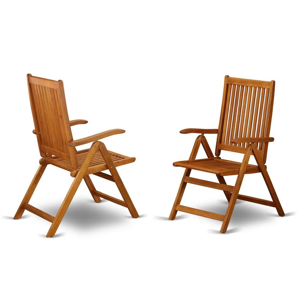 Oil-Finish 5-Piece Patio Set with 4 Foldable Arm Chairs and Table. Picture 7