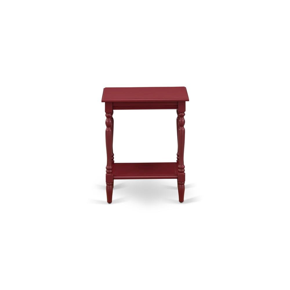 Modern End Table, Burgundy Finish, Open Shelf, Nightstand, Wood. Picture 2
