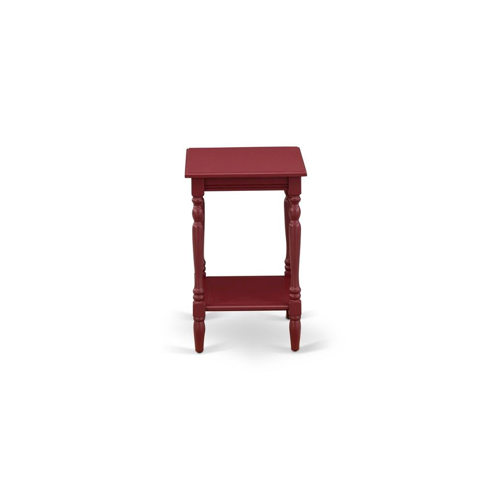 Modern End Table, Burgundy Finish, Open Shelf, Nightstand, Wood. Picture 4