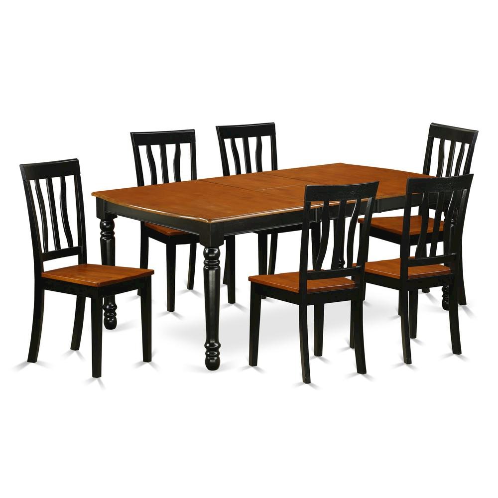 Wood Extendable Dining Table & Chairs 7-Piece Set, Black & Cherry. Picture 1