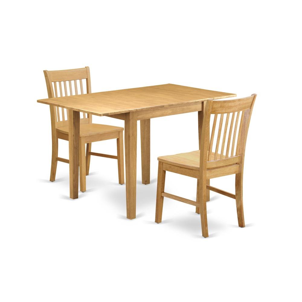 Wood Drop-Leaf Dining Table & Chairs 3-Piece Dining Set, Oak. Picture 1