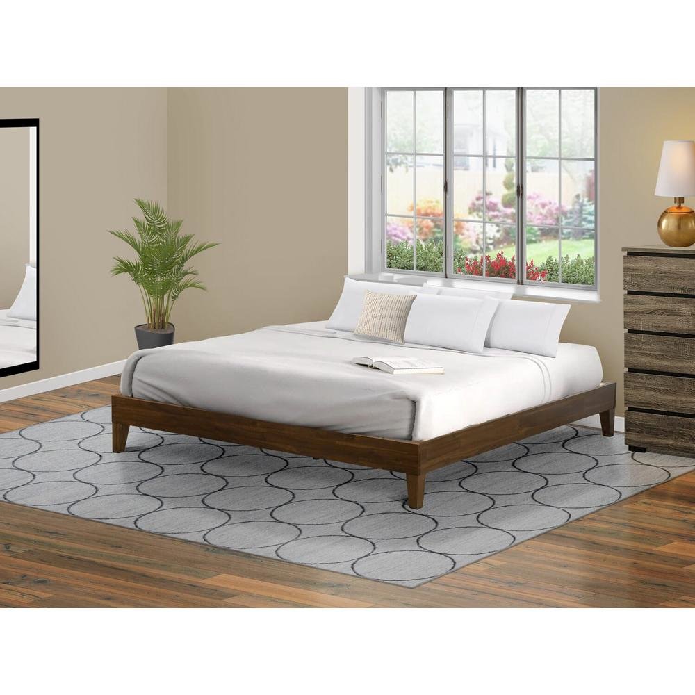 East West Furniture King Size Platform Bed Frame with 4 Hardwood Legs and 2 Extra Center Legs - Walnut Finish. Picture 2