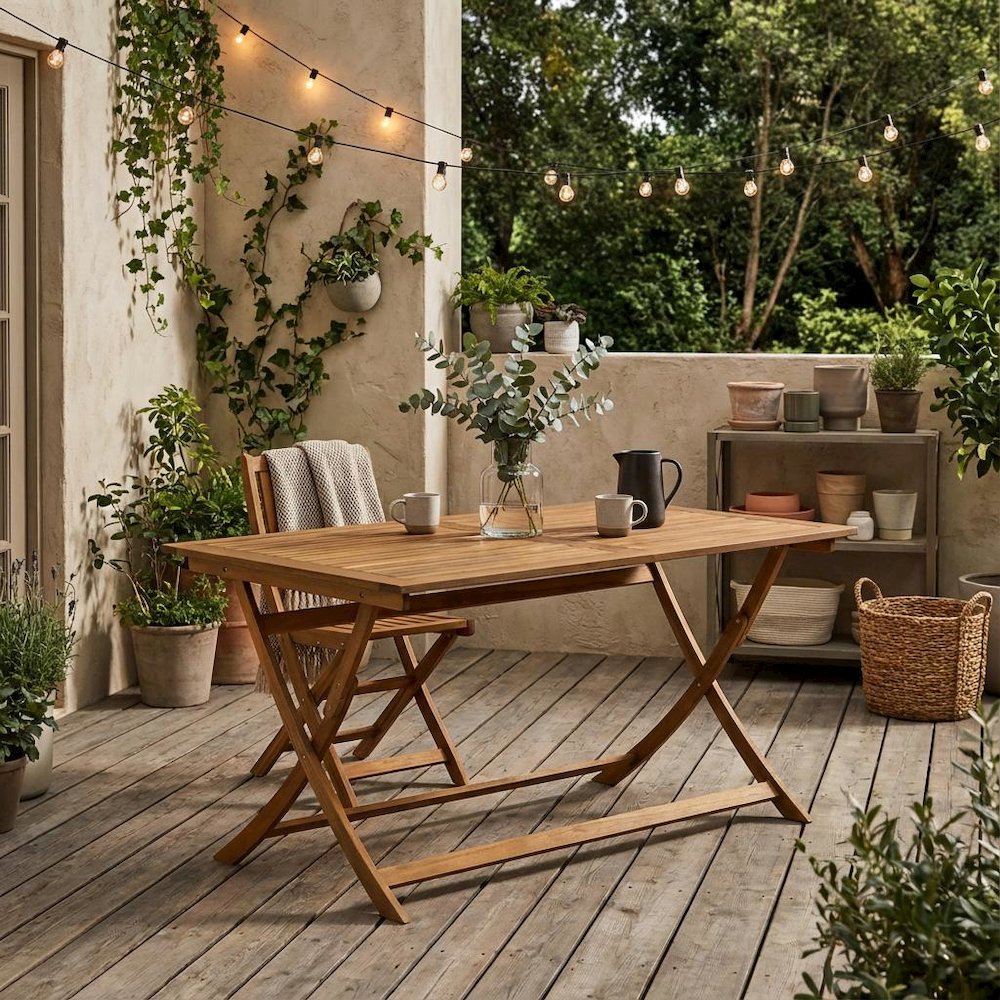 7 Piece Patio Dining Set Oil Finish Wood Seating with Durable Design. Picture 2