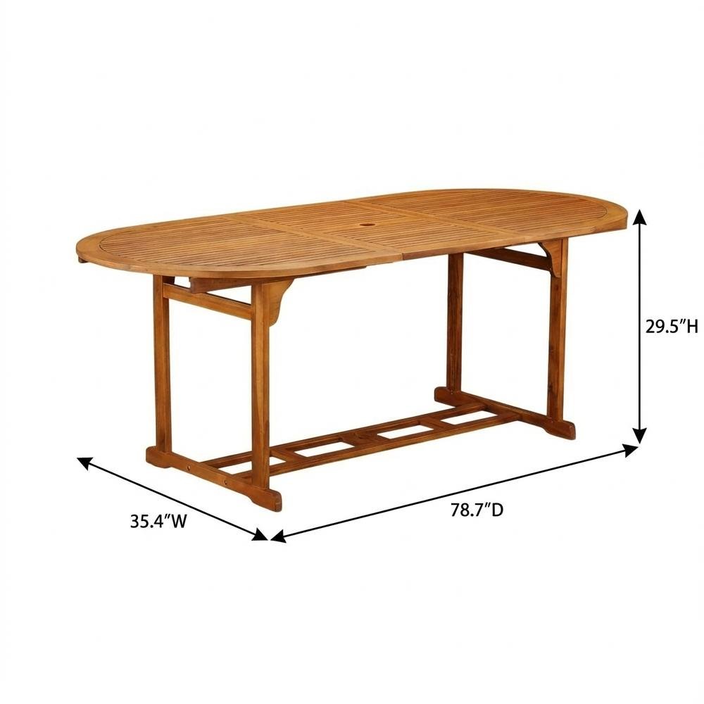 Wooden Patio Set Oil Finish Durable Outdoor Dining Table with 8 Chairs. Picture 6