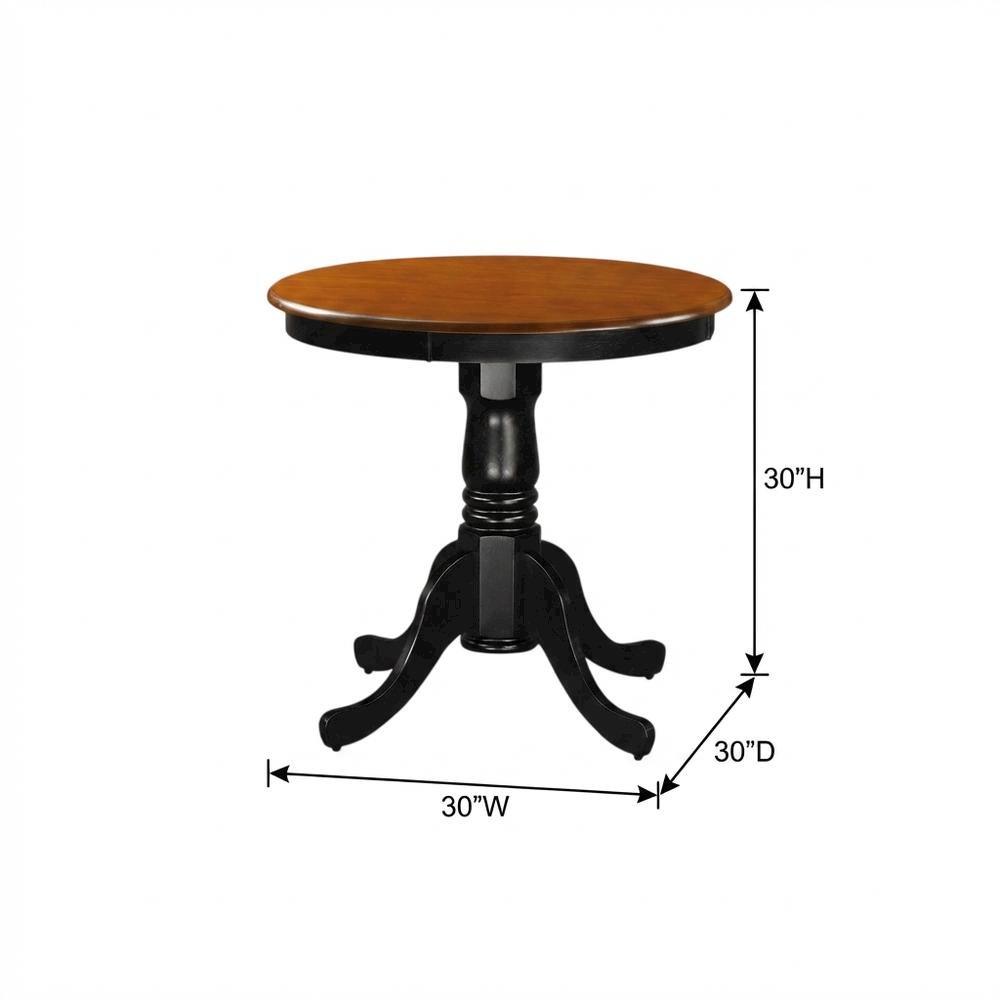 Black Round Pedestal Dining Table, Mid-Century Modern, Seats 2. Picture 7