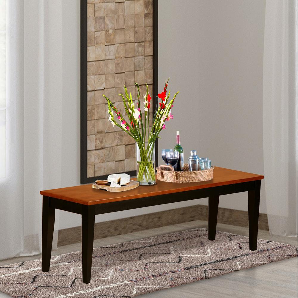 Nicoli  Dining  Bench  with  Wood  Seat  in  Black  and  Cherry  Finish. Picture 2