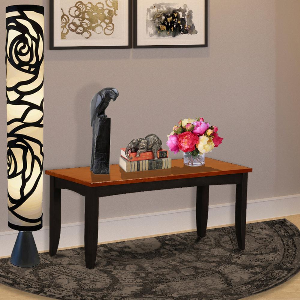 Parfait  Dining  Room  Bench  with  Wood  Seat  in  Black  and  Cherry  Finish. Picture 2