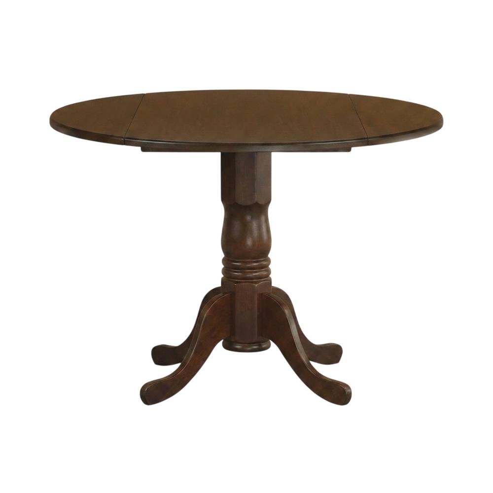 Solid Wood Round Drop-Leaf Kitchen Table & Chairs 5-Piece Set, Espresso. Picture 4