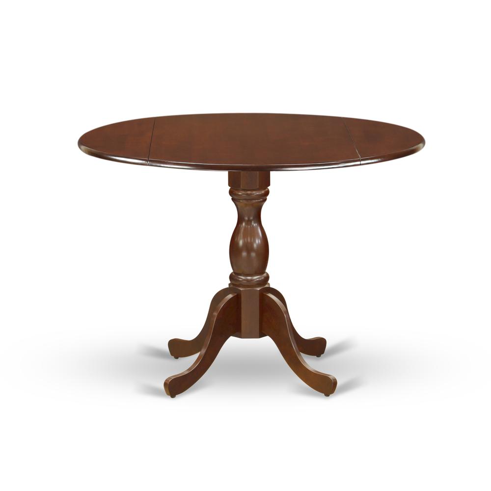 East West Furniture DMEL5-MAH-16 5 Piece Dining Set Includes 1 Drop Leaves Wooden Table and 4 Dark Khaki Linen Fabric Parsons Chair Button Tufted Back with Nail Heads - Mahogany Finish. Picture 2