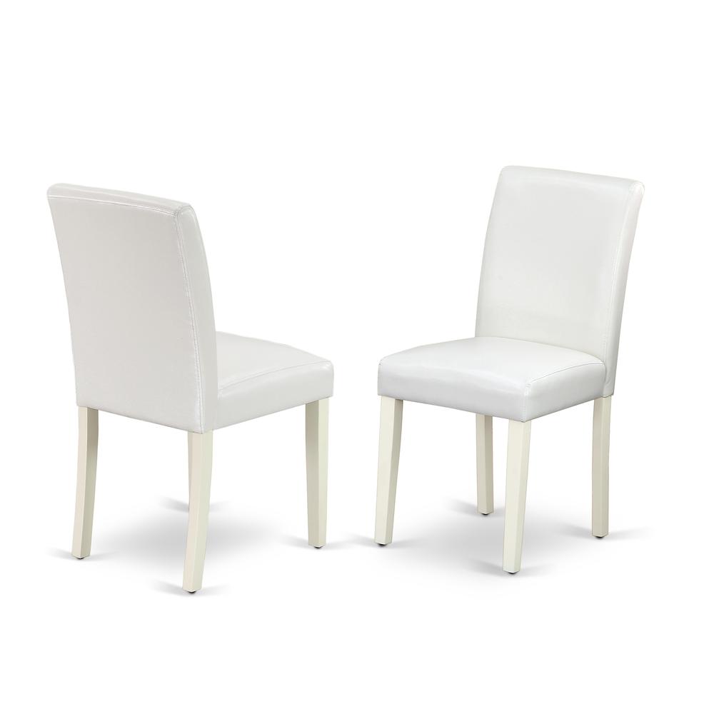 East West Furniture V097AB264-9 9-Piece Beautiful a Superb Cement Color Wood Dining Table Top and 8 Modern Pu Leather Dining Chairs with Stylish Chair Back, Linen White Finish. Picture 3