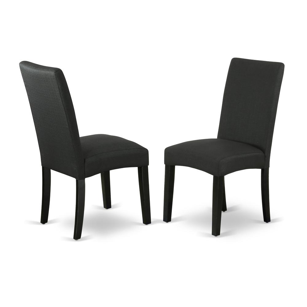 East West Furniture X627DR124-5 5-Piece Modern Dining Set- 4 Parson Chairs with Black Linen Fabric Seat and Stylish Chair Back - Rectangular Table Top & Wooden Cross Legs - Linen White and Black Finis. Picture 3