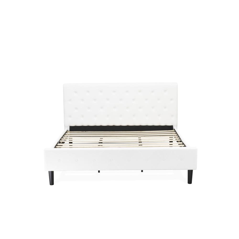 NL19K-1VL0C 2 Pc Bed Set - 1 Bed White Velvet Fabric Headboard and 1 Night Stand - Wire Brushed Butter Cream Finish Nightstand. Picture 3