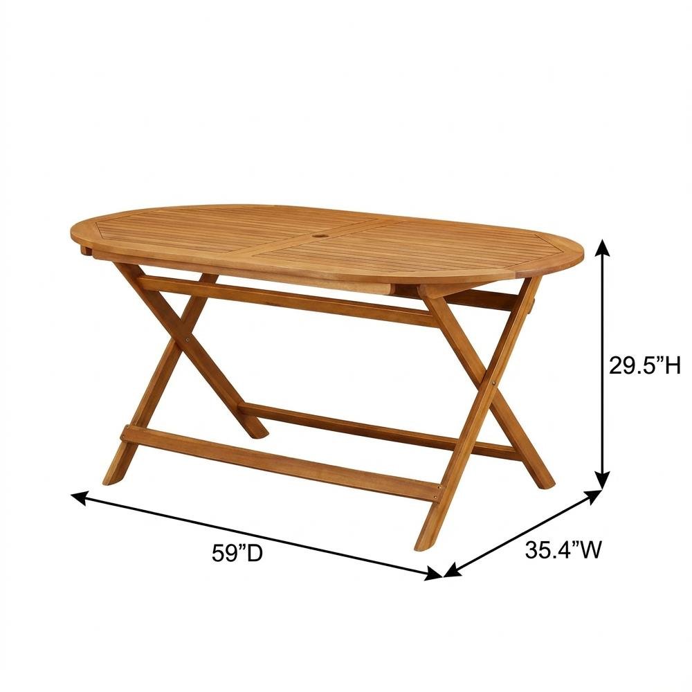 Oil-Finished Wooden Patio Dining Table and 6 Patio Chairs. Picture 6