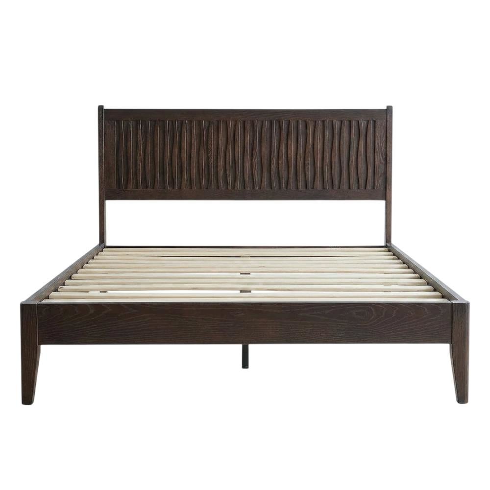 Solid Wood Platform Bed, Headboard & Footboard, No Box Spring, Dark Roast, Queen. Picture 4