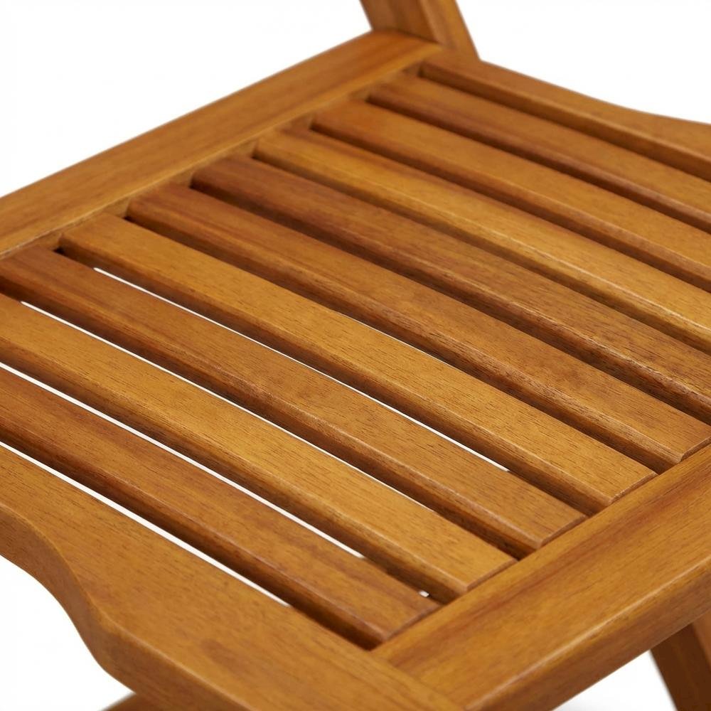 Oil-Finish Acacia Wooden Patio Folding Side Chairs Set of 2 with Sturdy Frame. Picture 4