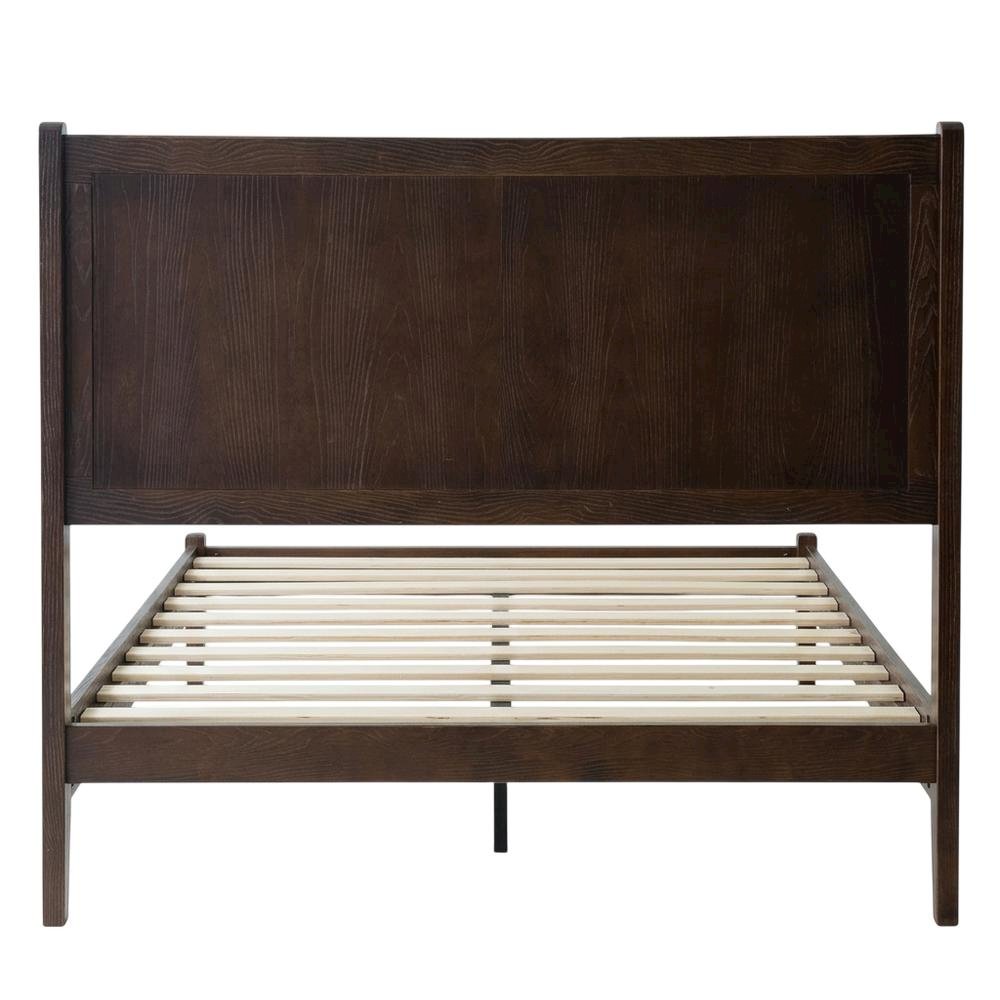 Solid Wood Platform Bed, Headboard & Footboard, No Box Spring, Dark Roast, Queen. Picture 5