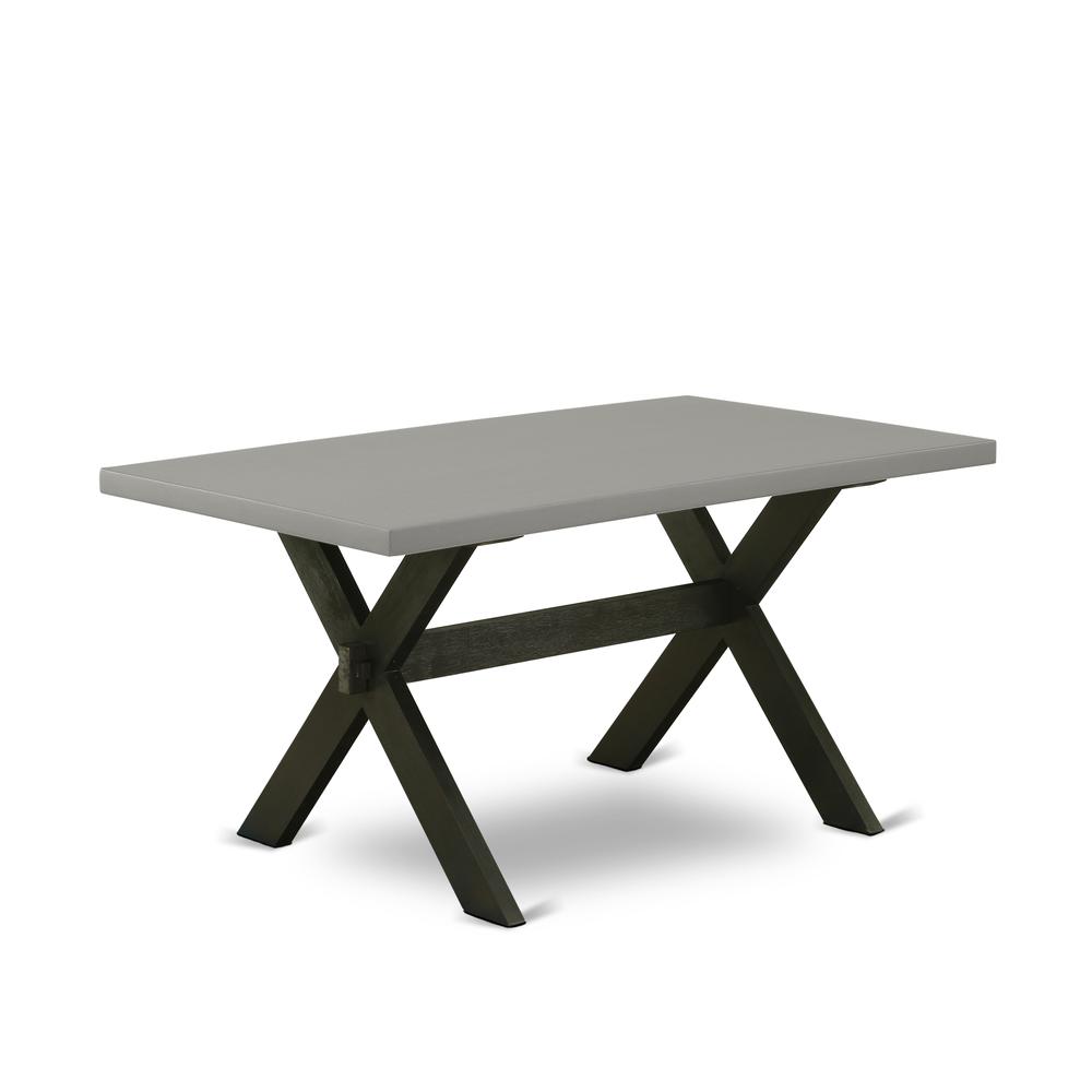 East West Furniture X696EN169-7 7-Pc Dining Room Table Set - 6 Parson Dining Chairs and 1 Modern Cement Kitchen Dining Table Top with High Stylish Chair Back – Wire Brushed Black Finish. Picture 2