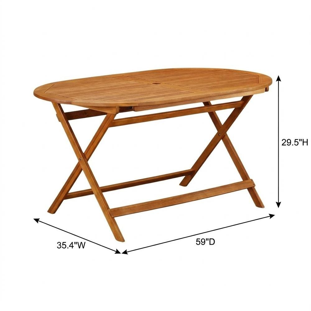 Wooden Patio Set Oil-Finished Dining Table and 4 Outdoor Chairs. Picture 6