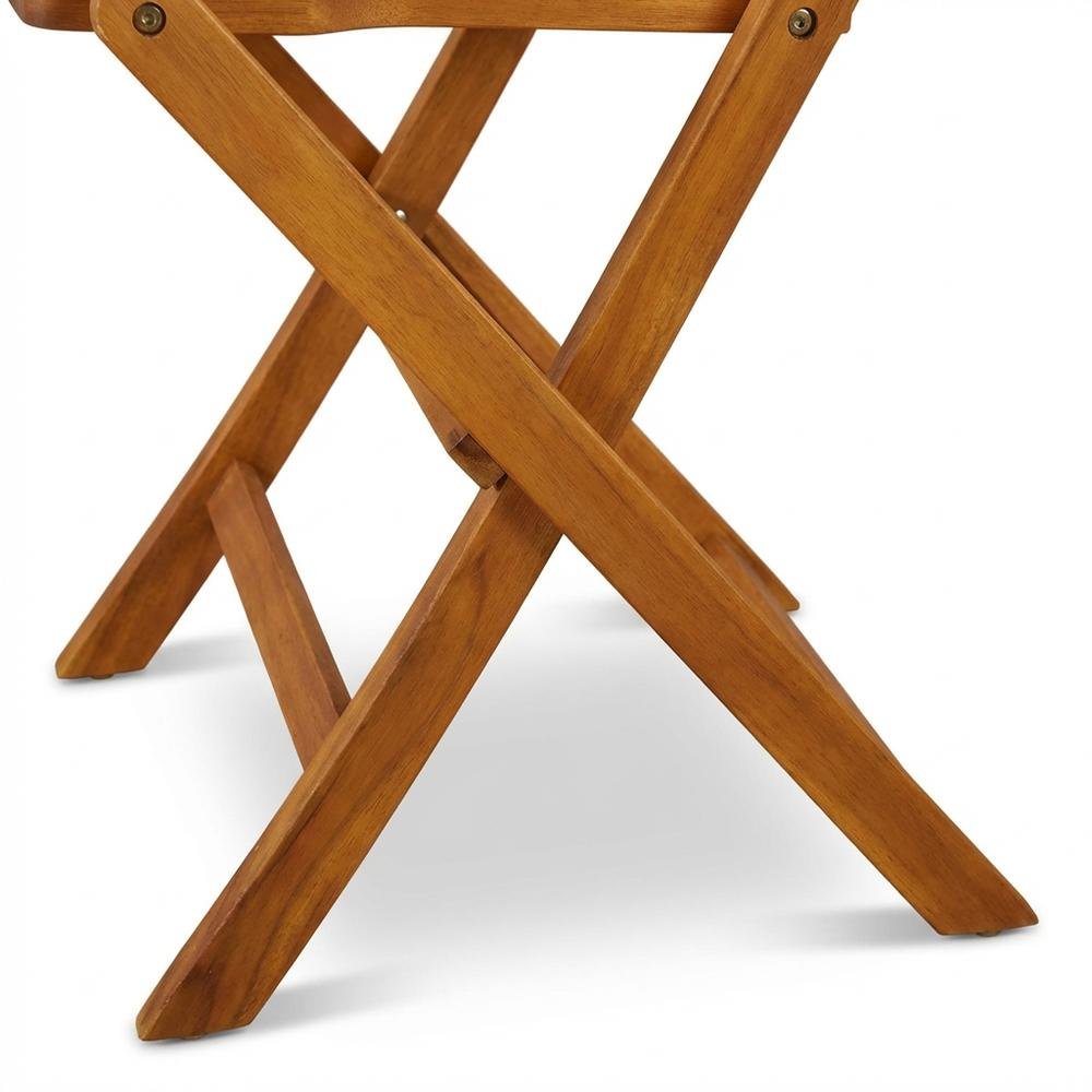 Oil-Finish Acacia Wooden Patio Folding Side Chairs Set of 2 with Sturdy Frame. Picture 5