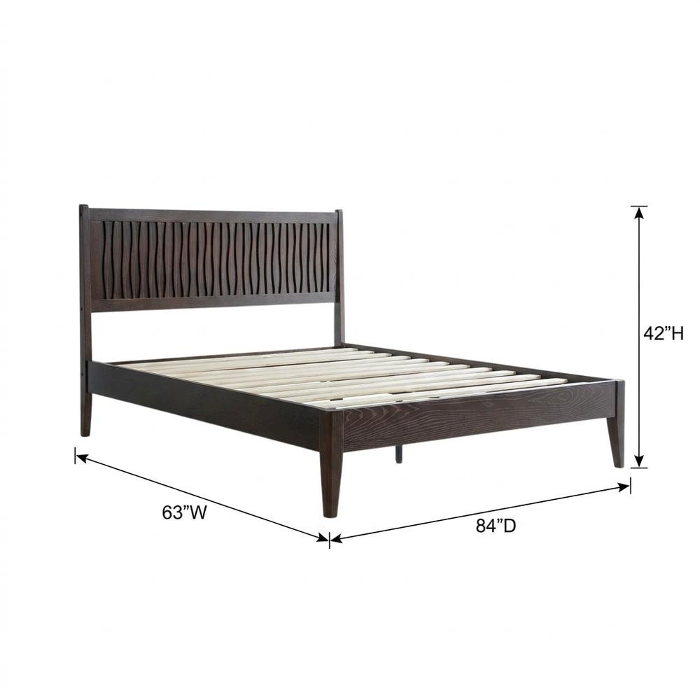 Solid Wood Platform Bed, Headboard & Footboard, No Box Spring, Dark Roast, Queen. Picture 6