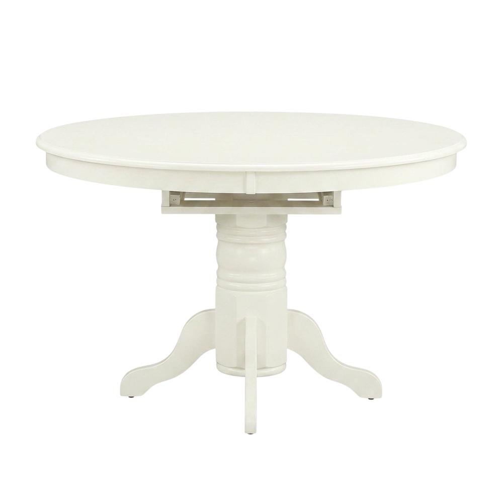 Butterfly Leaf Dining Table 7-Piece, Slatted-Back Wood Chairs, Linen White. Picture 4