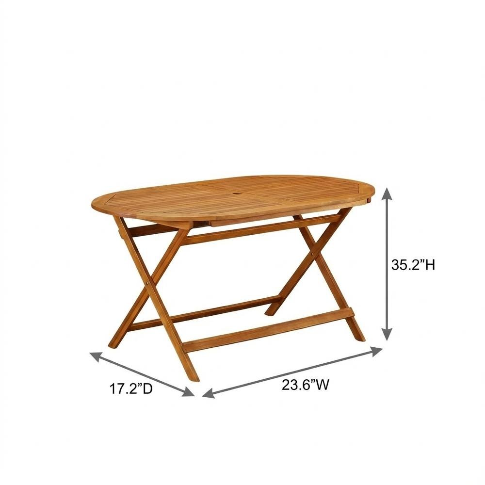 Oil-Finish Wooden Patio Table with Durable Weather-Resistant Coating. Picture 6