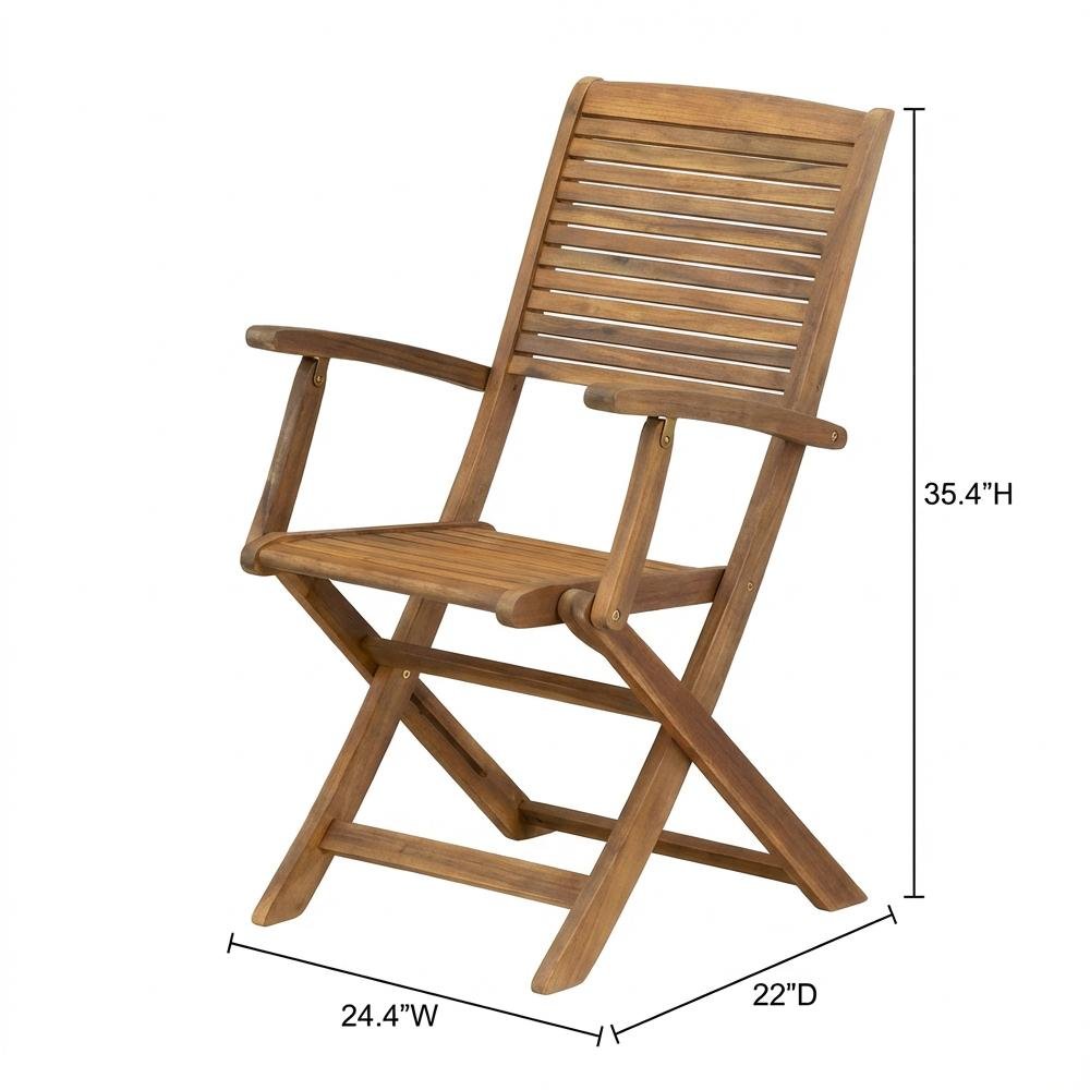 Oil-Finish Wooden Patio Chairs with Sturdy Frame and Weatherproof Finish. Picture 6