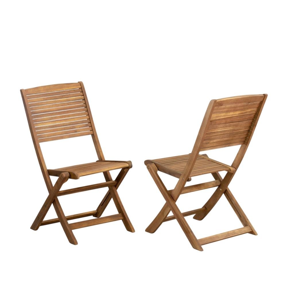 Oil-Finish Wooden Outdoor Patio Chair Set of 2 - Durable Finish, Foldable Design. Picture 1