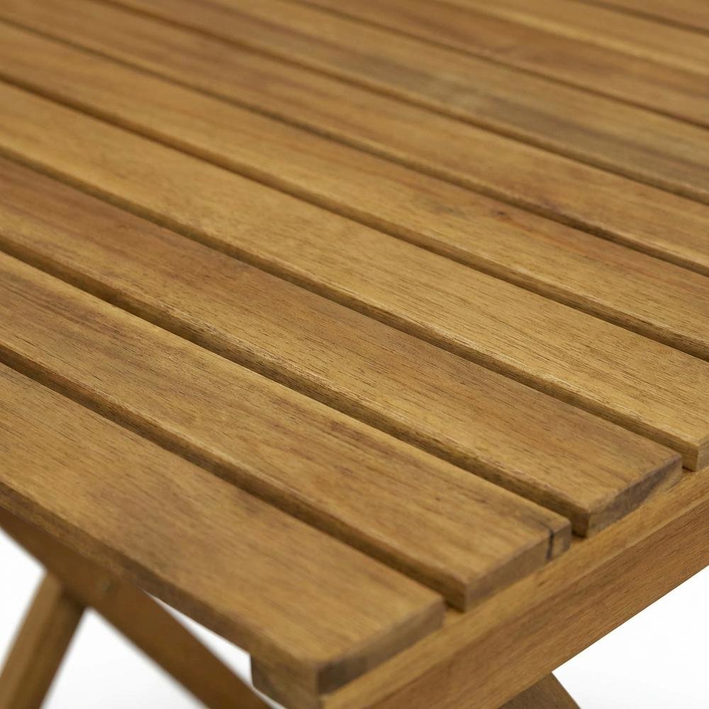 3-Piece Outdoor Dining Set Wood-Tone Oil Finish - Table with 2 Folding Chairs. Picture 4