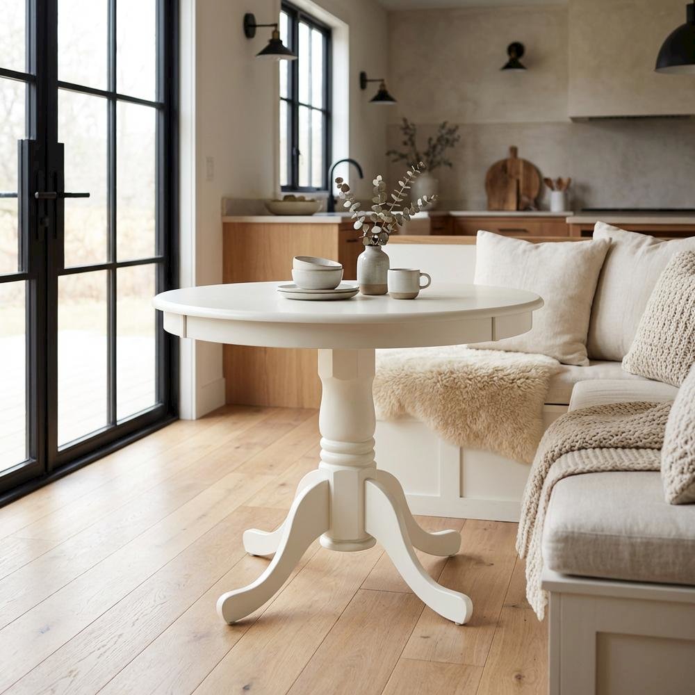 Elegant Round Small Dining Table – White Finish, Ideal for 2 or 4. Picture 3