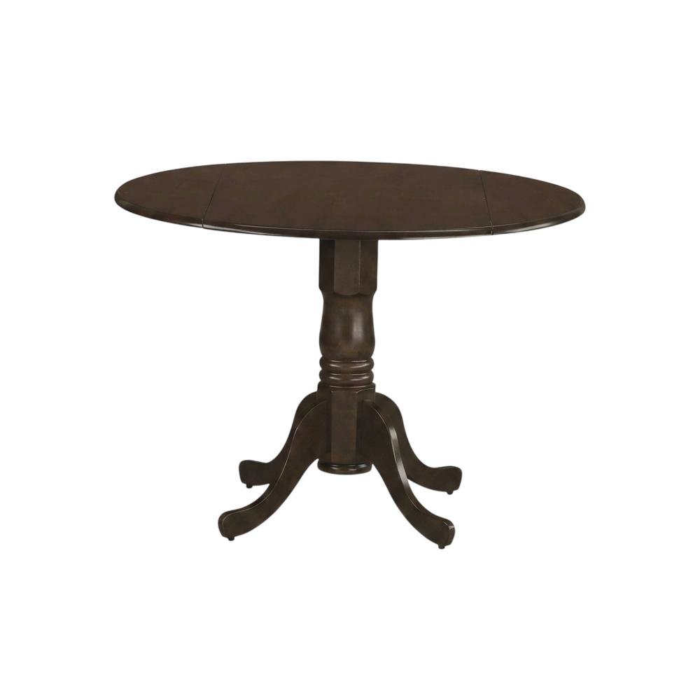 Saddle Brown Drop Leaf Round Table, Pedestal Base, Seats 4. Picture 4