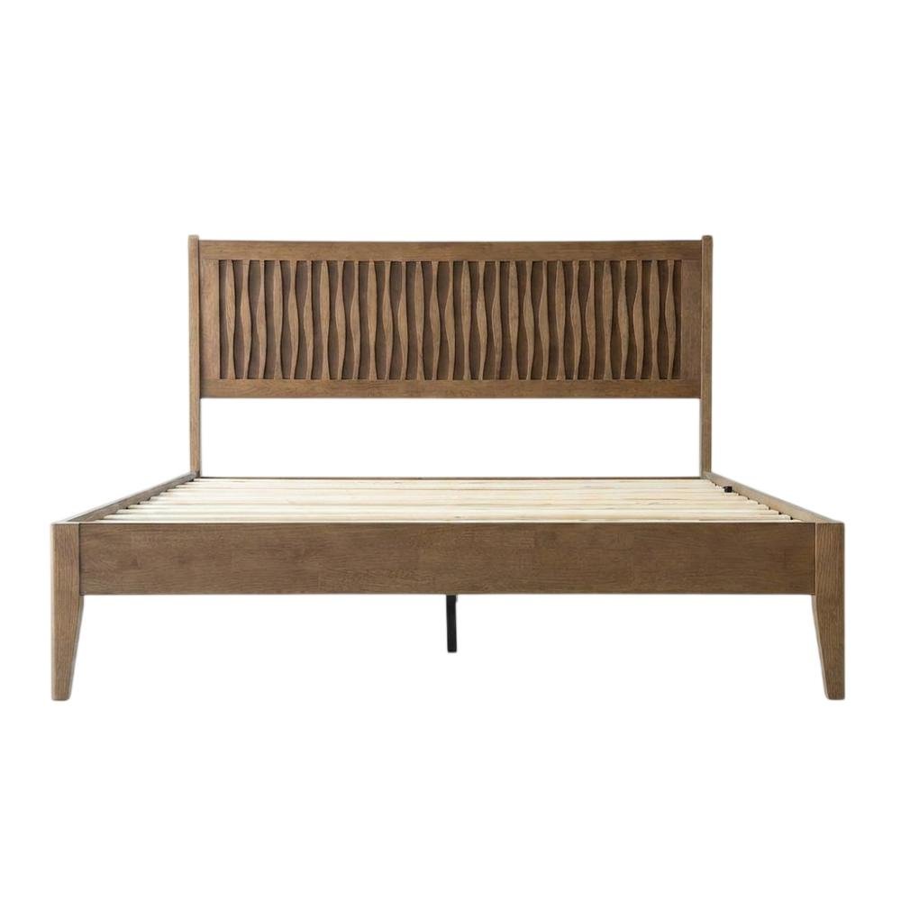Solid Wood Platform Bed, Headboard & Footboard, No Box Spring, Barnwood, Queen. Picture 4